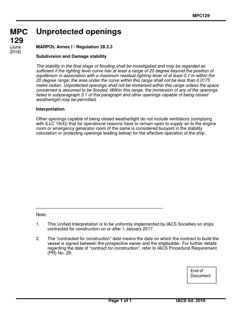 Ui - mpc129 - New - June - 2016 - Unprotected Openings | PDF