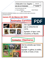 Centro Educativo Los Ángeles guía de actividades animales carnívoros