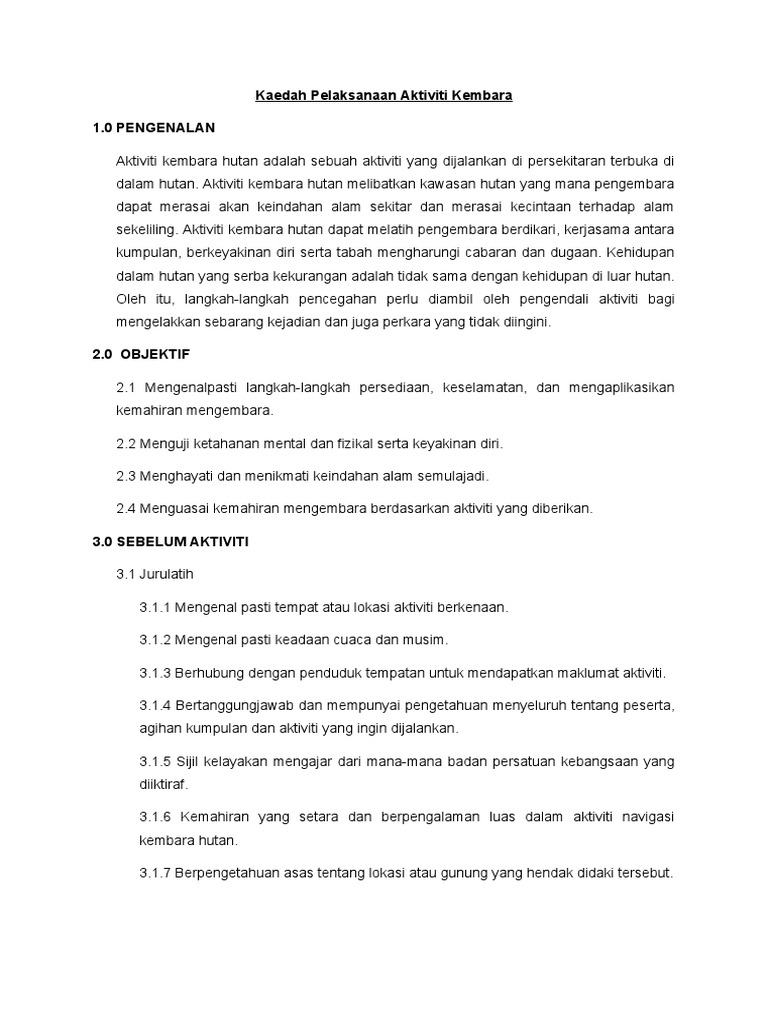 Kaedah Pelaksanaan Aktiviti Kembara Pdf