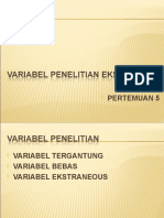 Psikologi Eksperimen VARIABEL PENELITIAN EKSPERIMEN