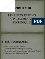 Learning Testing: Approaches and Techiniques