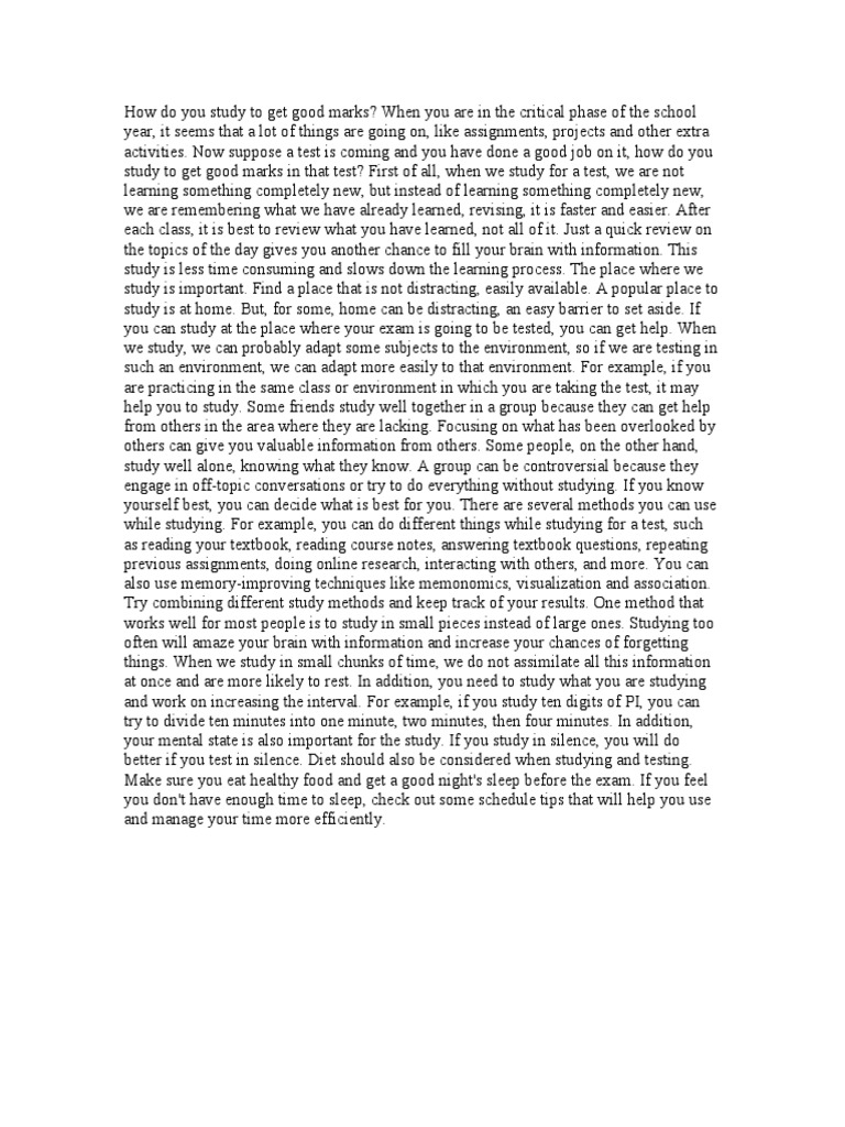 English Blog How Do You Study To Get Good Marks PDF Test