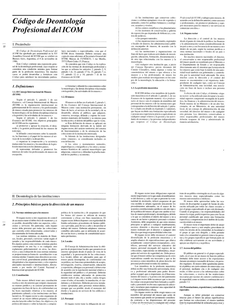 Código Deontológico del ICOM | PDF