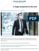 Finance Minister Heger Proposed As The New Prime Minister