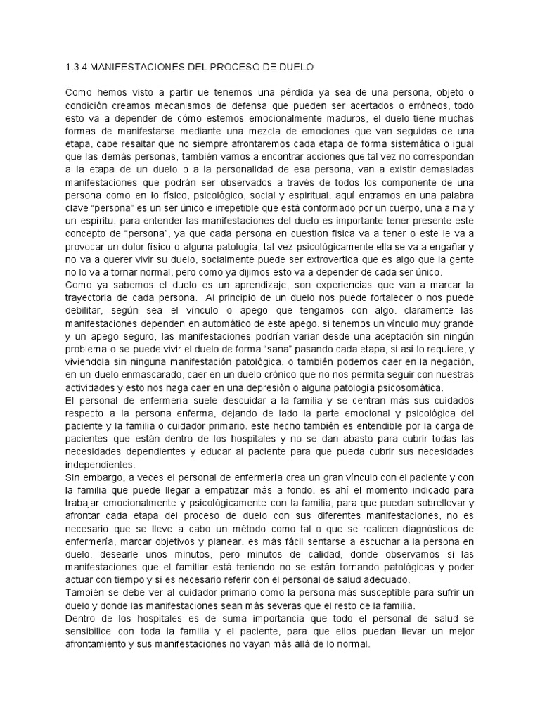 Manifestaciones del Duelo y su Impacto | PDF | Dolor | Las emociones