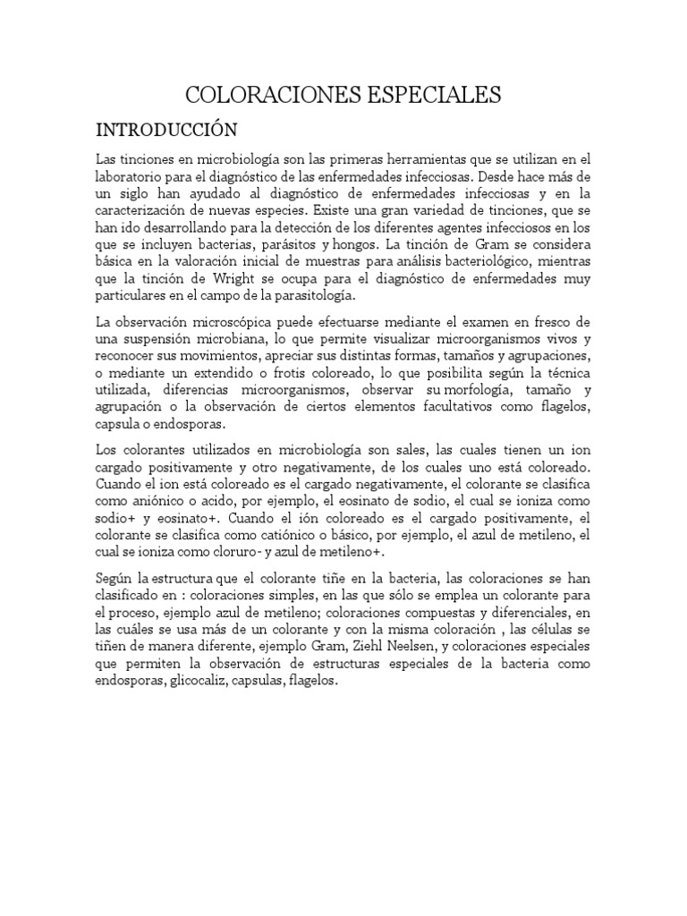 Técnicas de Coloración en Microbiología | PDF | Tinción | Las bacterias