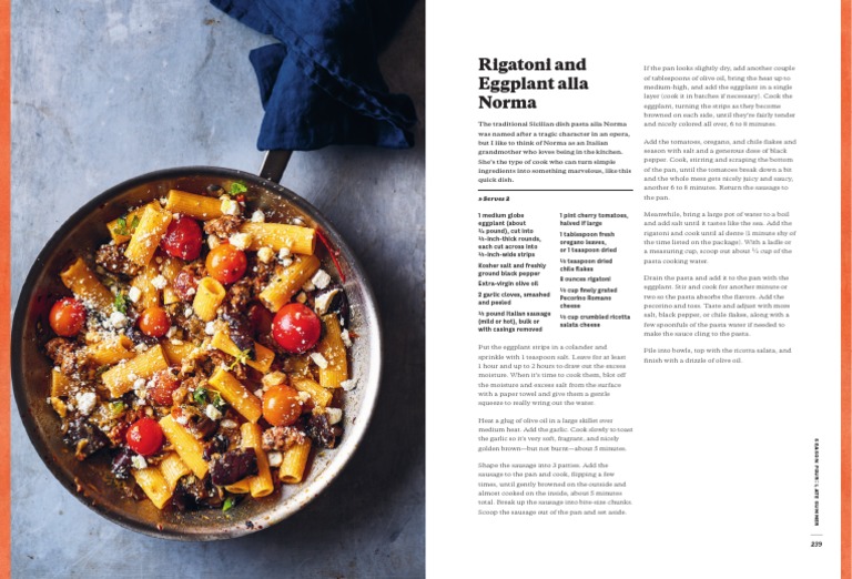 Six Seasons Rigatoni and Eggplant Alla Norma PDF Pasta Sausage