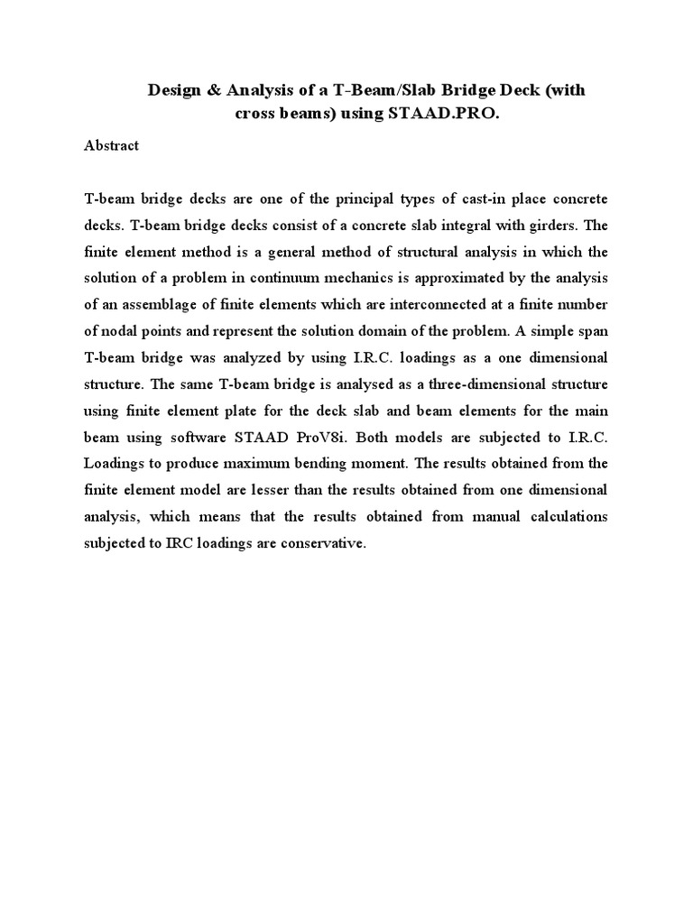 T-Beam Bridge Deck Analysis with STAAD.PRO | PDF