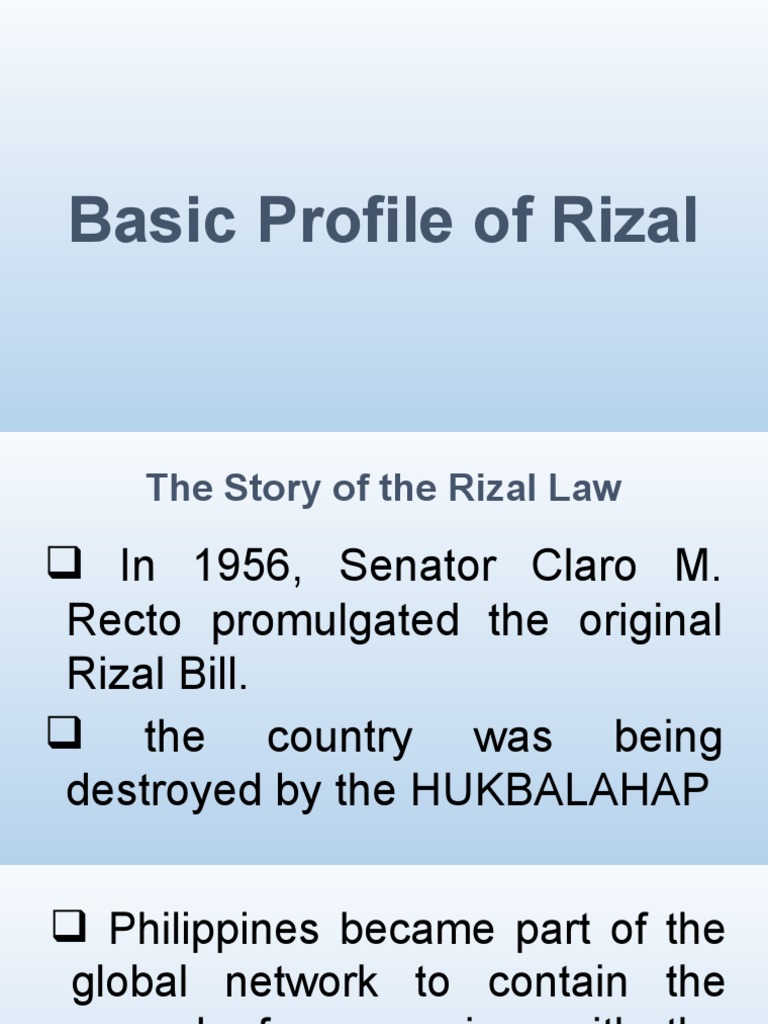 Basic Profile of Rizal PDF Philippines