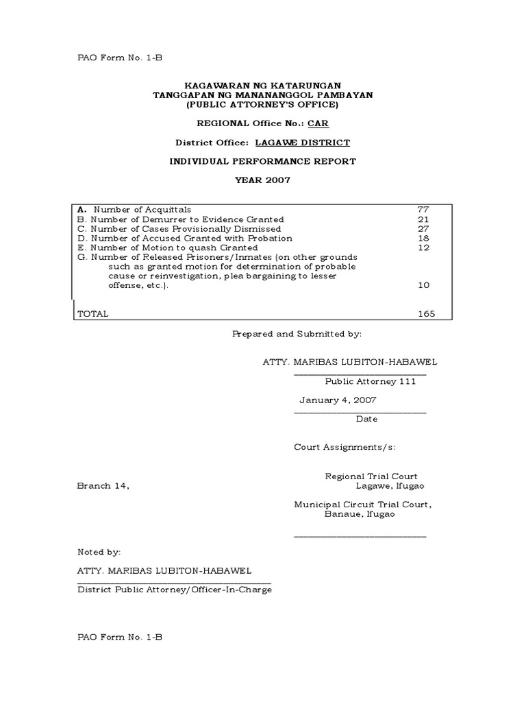 Pao Form 1B PDF Criminal Procedure Public Law