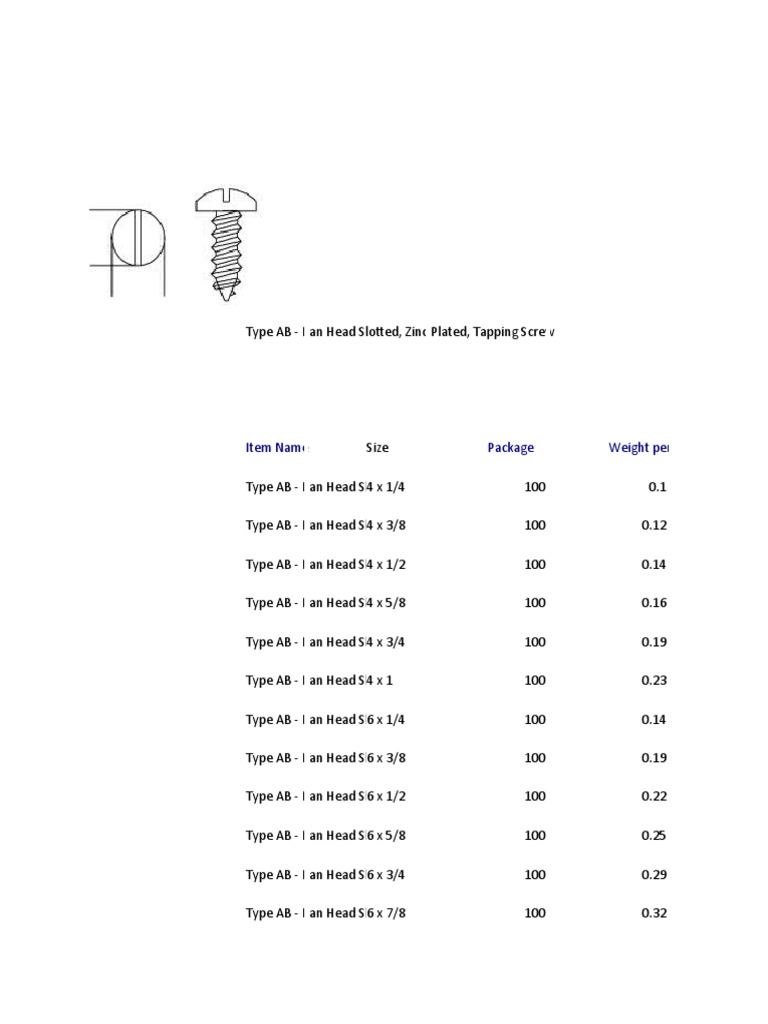 Self Tapping Screw | PDF | Nature | Manufactured Goods