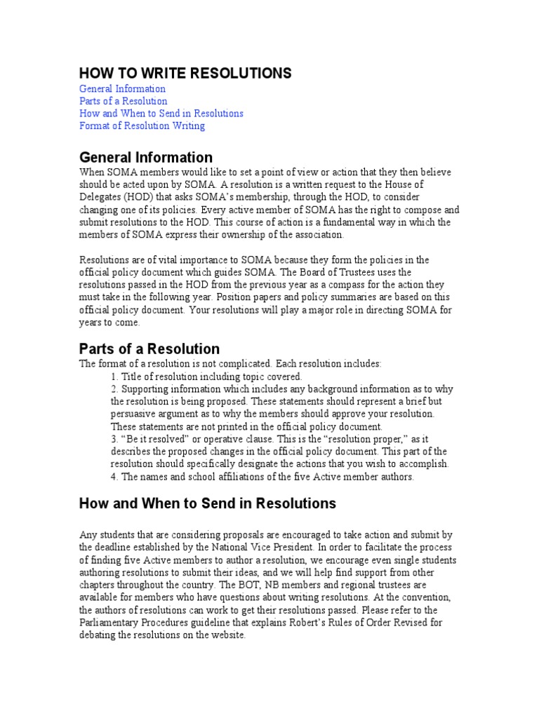 How To Write Resolutions | PDF | Constitutional Law | Legal Documents