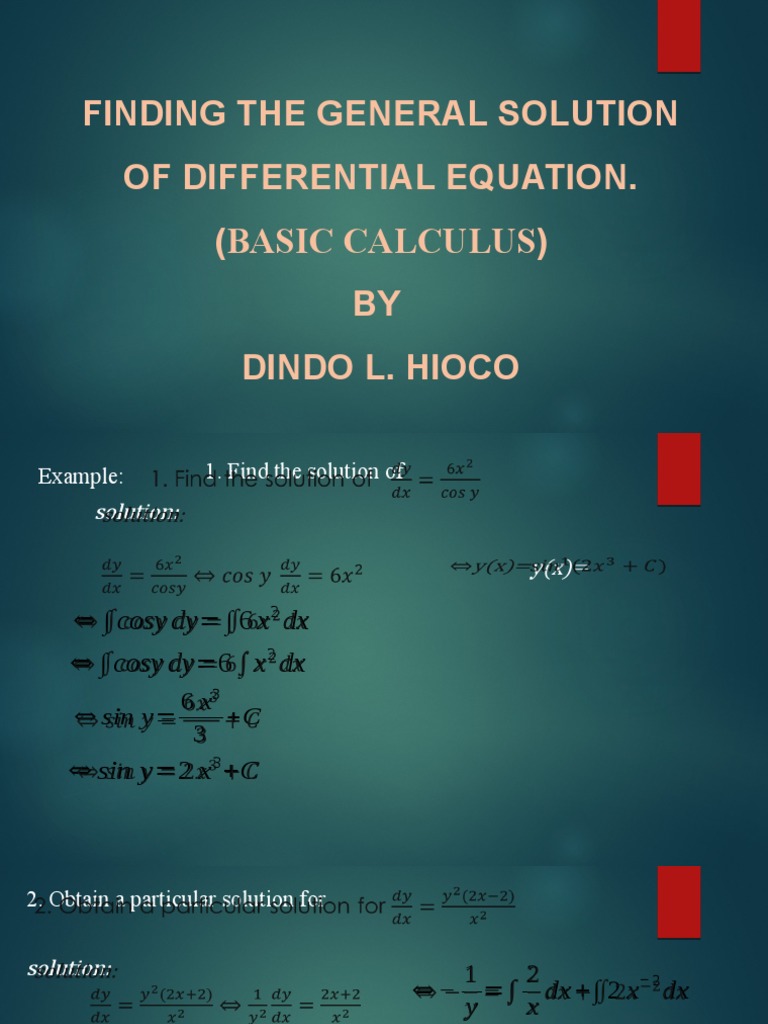 General Solutions of Differential Equations | PDF