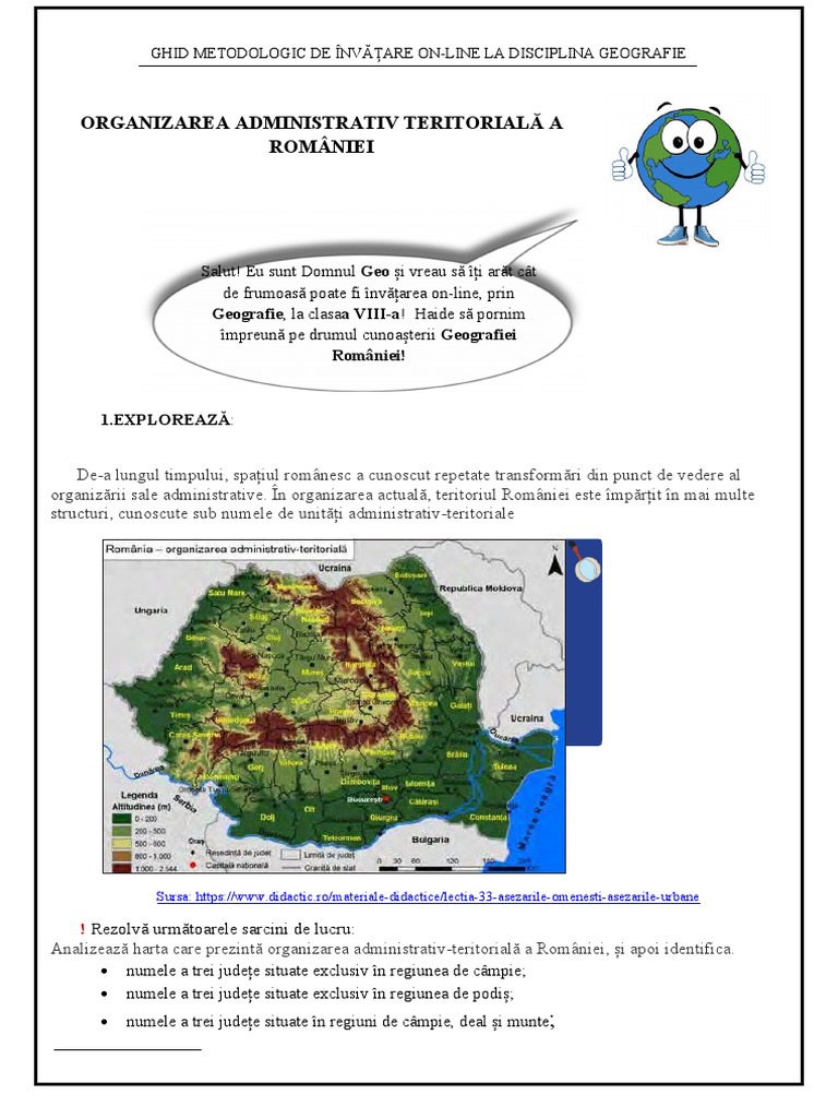 RED - Cls 8 - Organizarea Administrativ Teritoriala A Romaniei Word 1 | PDF