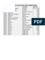 Cie May/June 2021 Timetable: Code Syllabus Component Exam Date