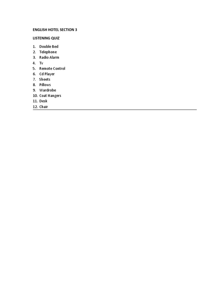 English Hotel Section 3 | PDF