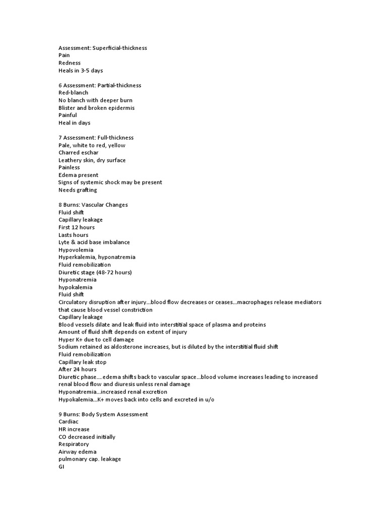 Comprehensive Burn Assessment Guide | PDF | Burn | Cardiopulmonary ...