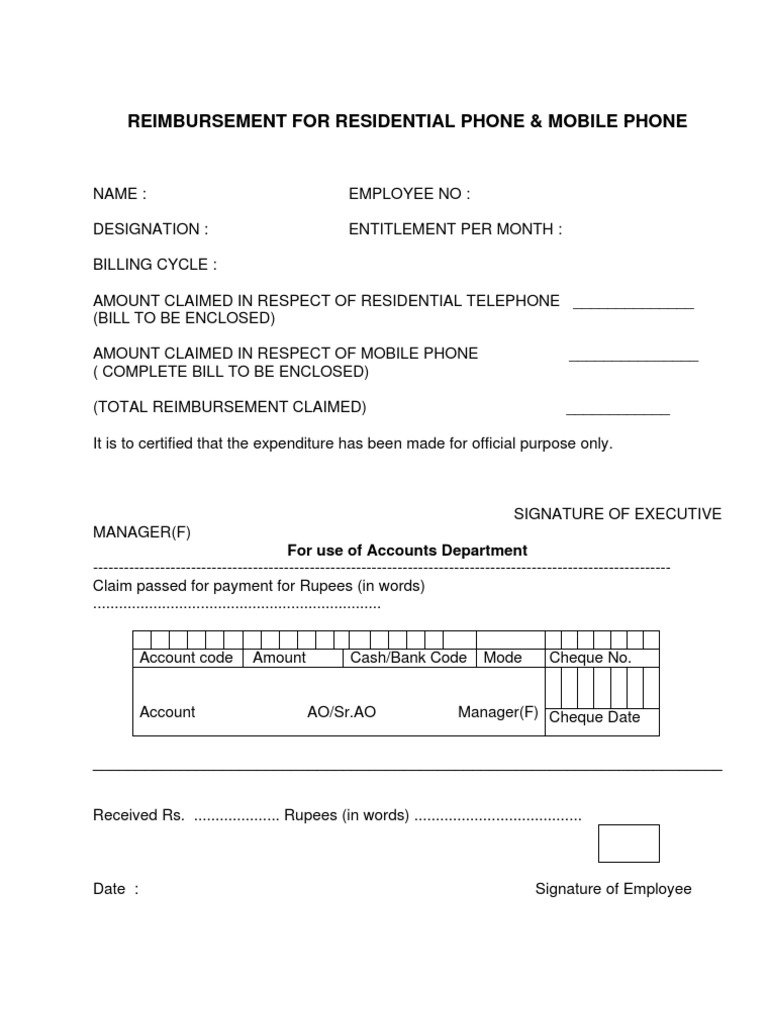 Phone Reimbursement Claim Form | PDF