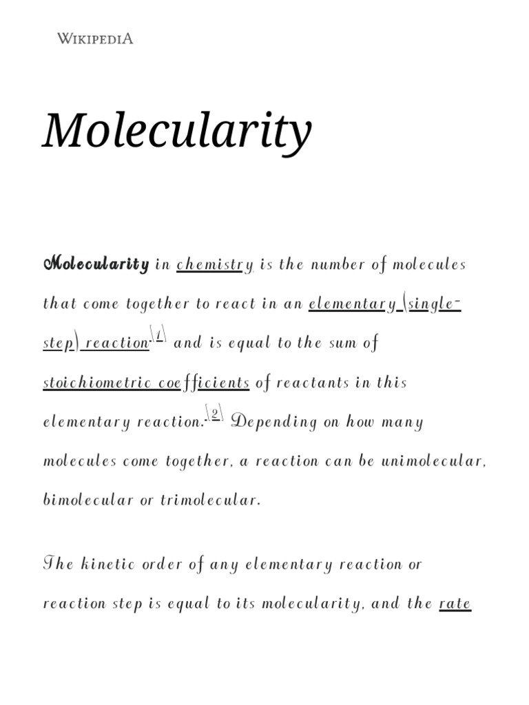 Molecularity of Molecules in Chemistry | PDF | Reaction Rate | Chemical ...