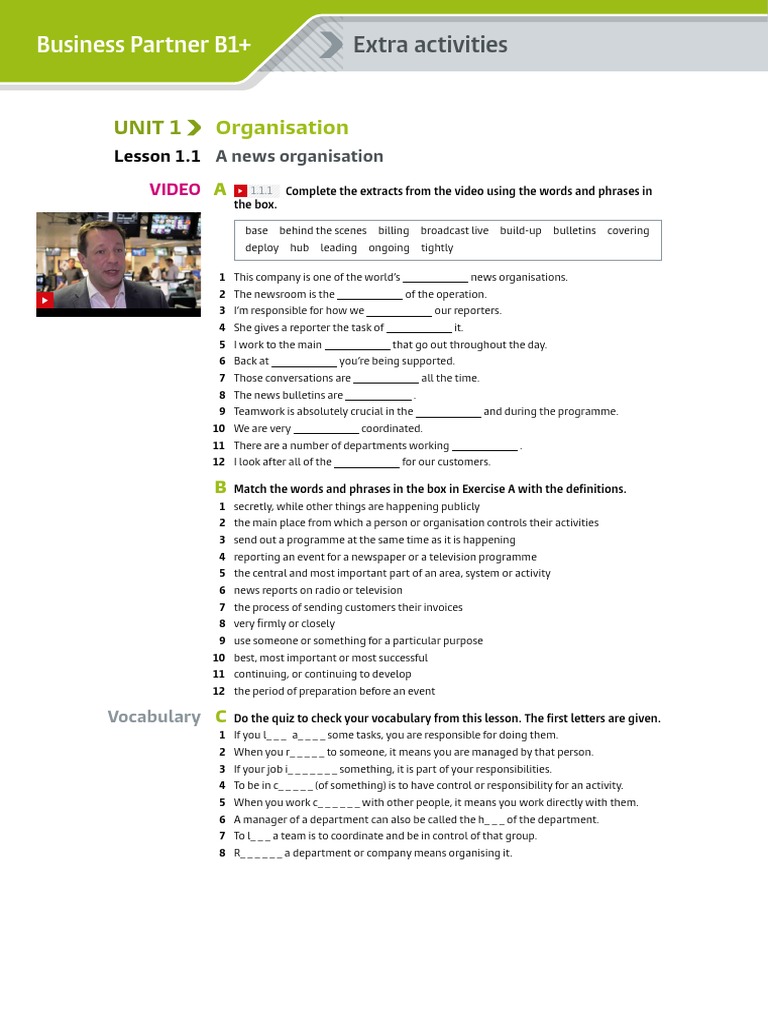Business Partner B1+ Unit 1 Activities | PDF | Communication | Business