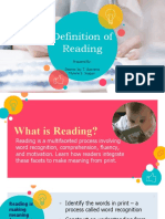 Definition of Reading: Prepared By: Desiree Joy T. Guevarra Myrene S. Joaquin