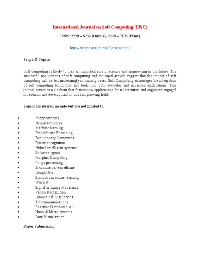 International Journal on Soft Computing | PDF