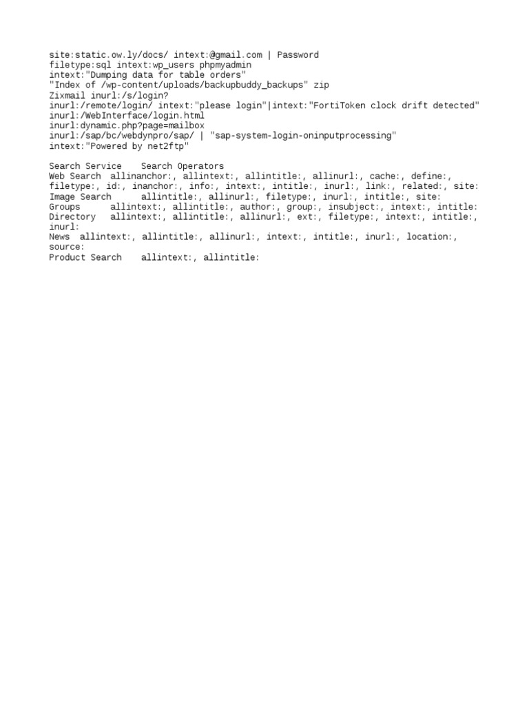 Google Dorking Techniques Overview | PDF | Computers | Technology ...