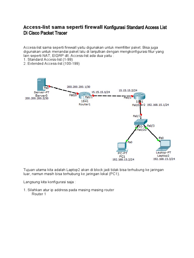 Konfigurasi Standard Access List Cisco | PDF