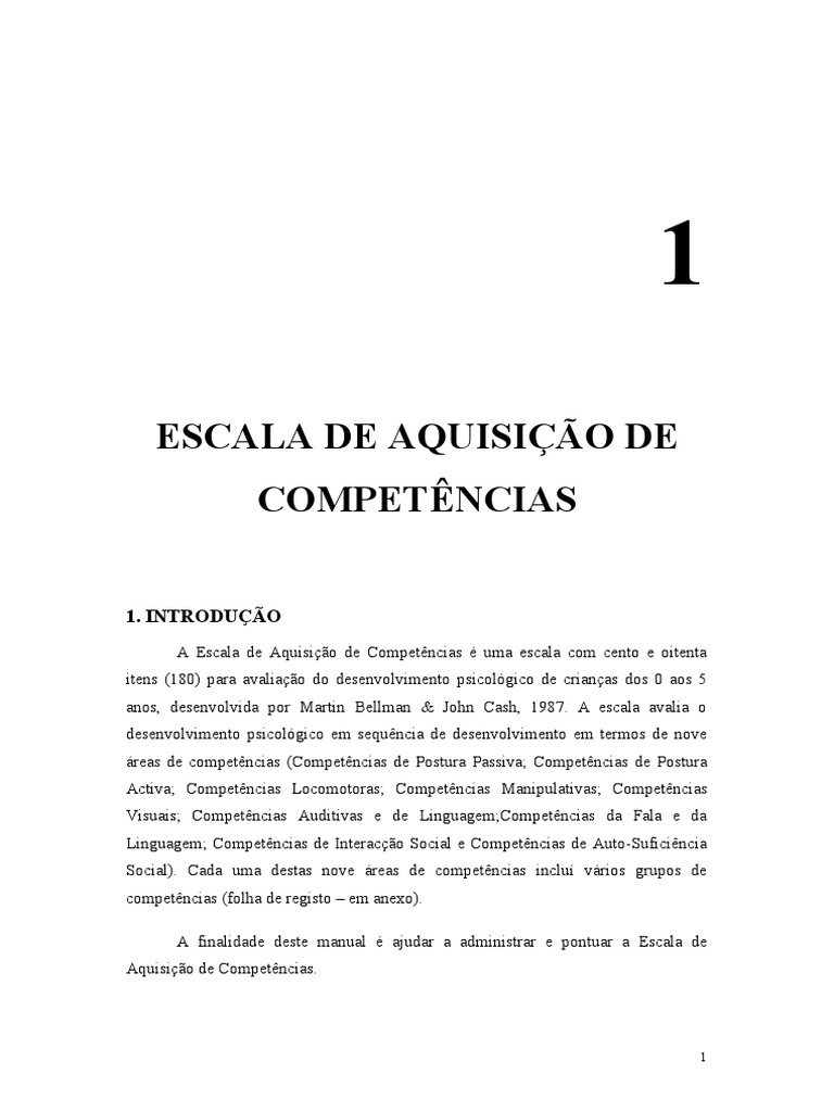 Manual da Escala de Competências Infantis | PDF | Brinquedos | Psicologia