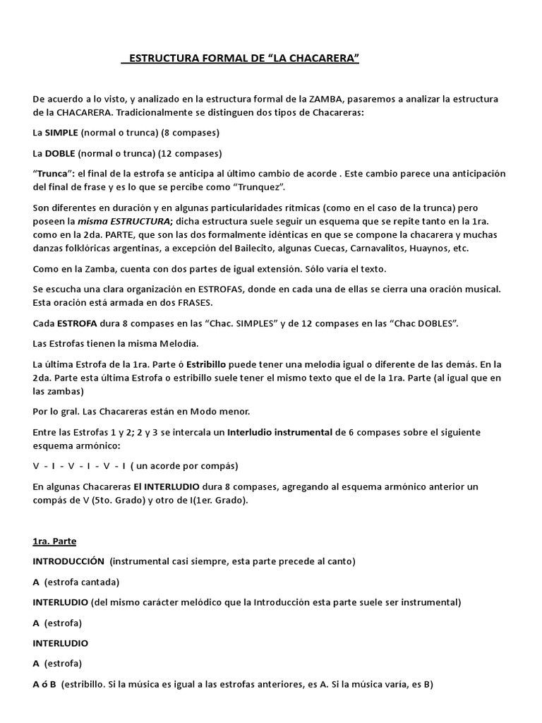 Estructura de la Chacarera Musical | PDF | Musicología | Música clásica