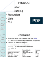 Prolog - Unification - Backtracking - Recursion - Lists - Cut