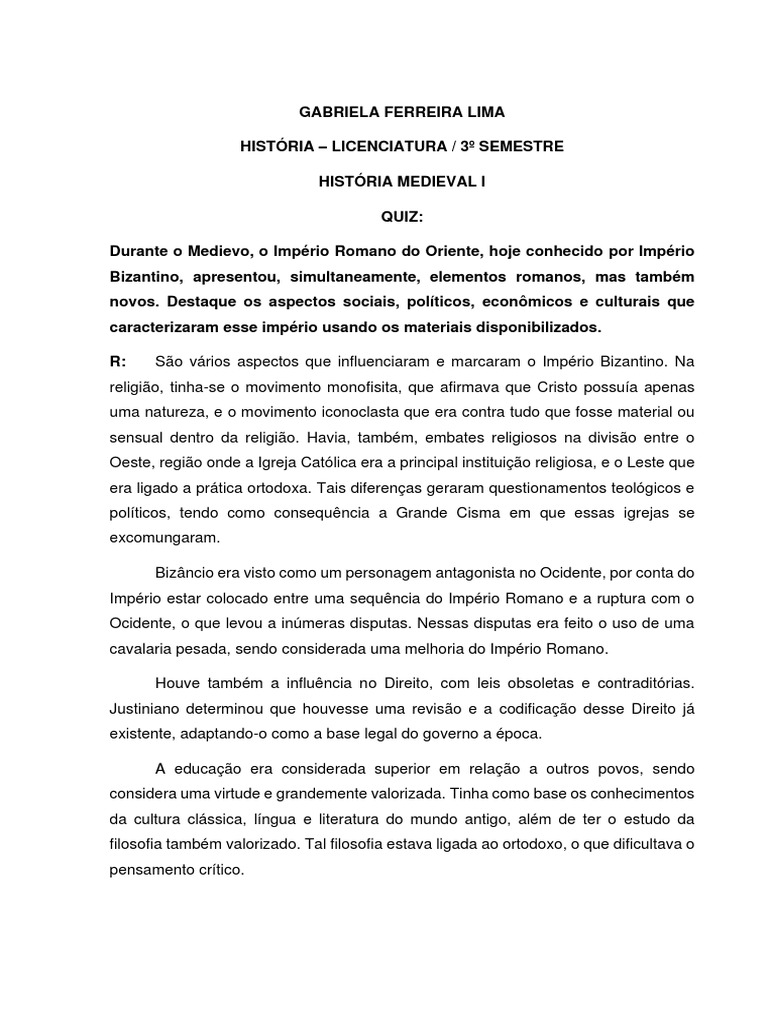 Quiz 6, PDF, Império Romano