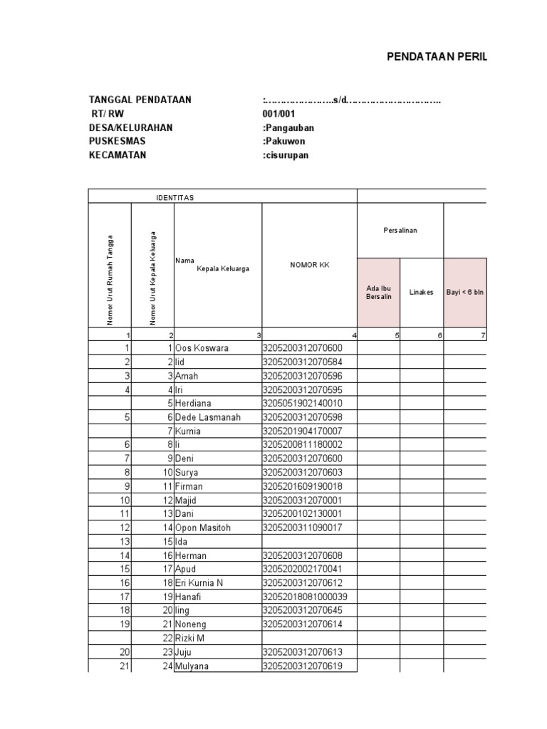 Format Rekapan Phbs Desa Pdf