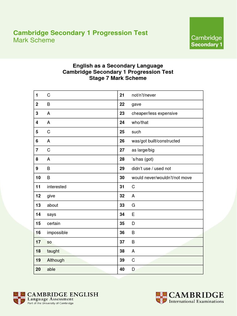 Stage 7 English Mark Scheme | PDF