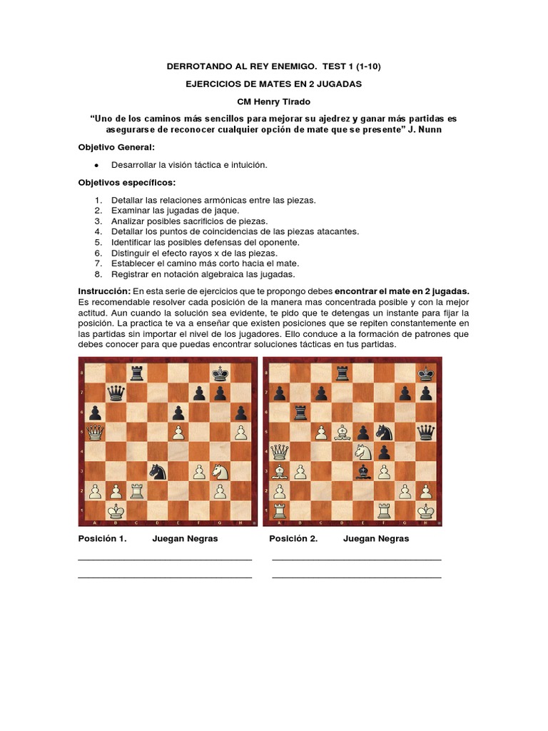Ejercicios de Mate en 2 Jugadas | PDF | Ajedrez | Juegos de estrategia ...