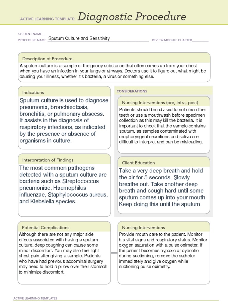 Active Learning Template for Nursing Procedures | PDF | Pneumonia ...