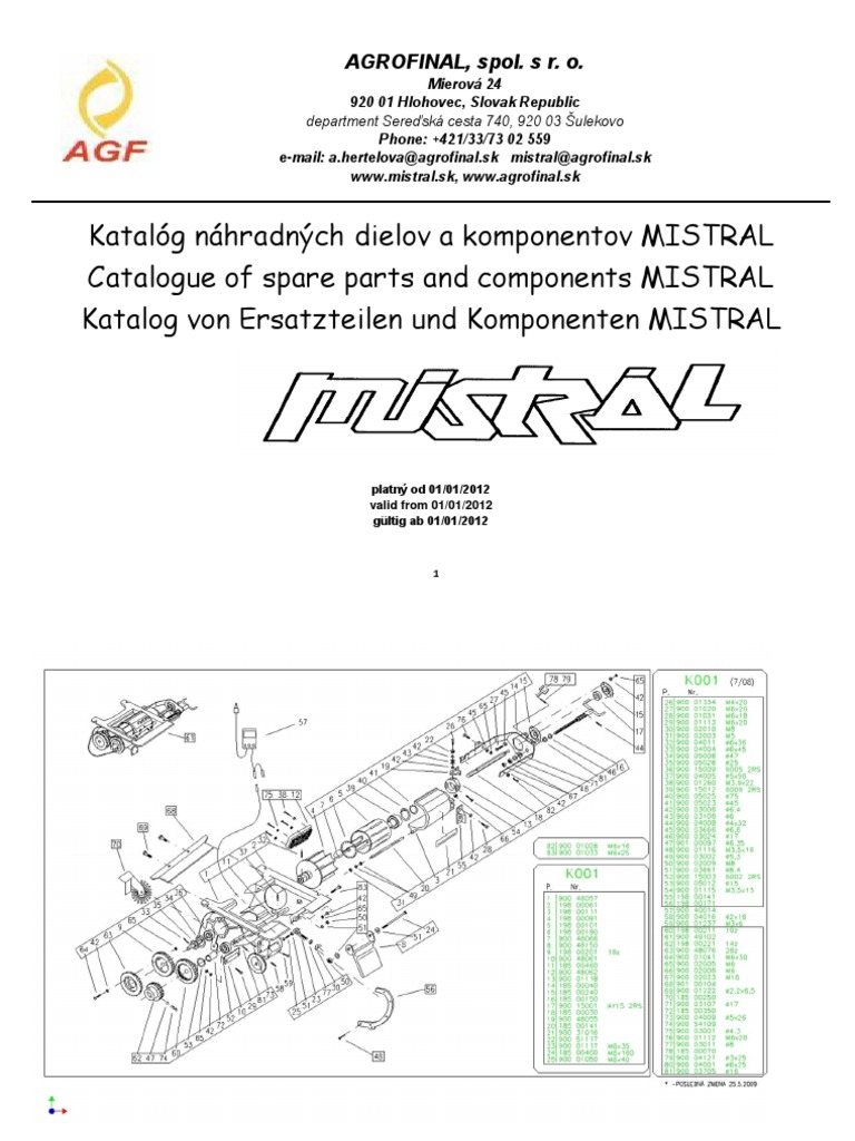 Mistral Spare Parts Catalogue 2012 | PDF | Mechanical Engineering ...