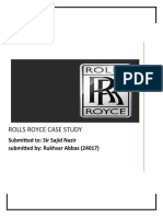 Rolls Royce Case Study: Submitted To: Sir Sajid Nazir Submitted By: Rukhsar Abbas (24017)