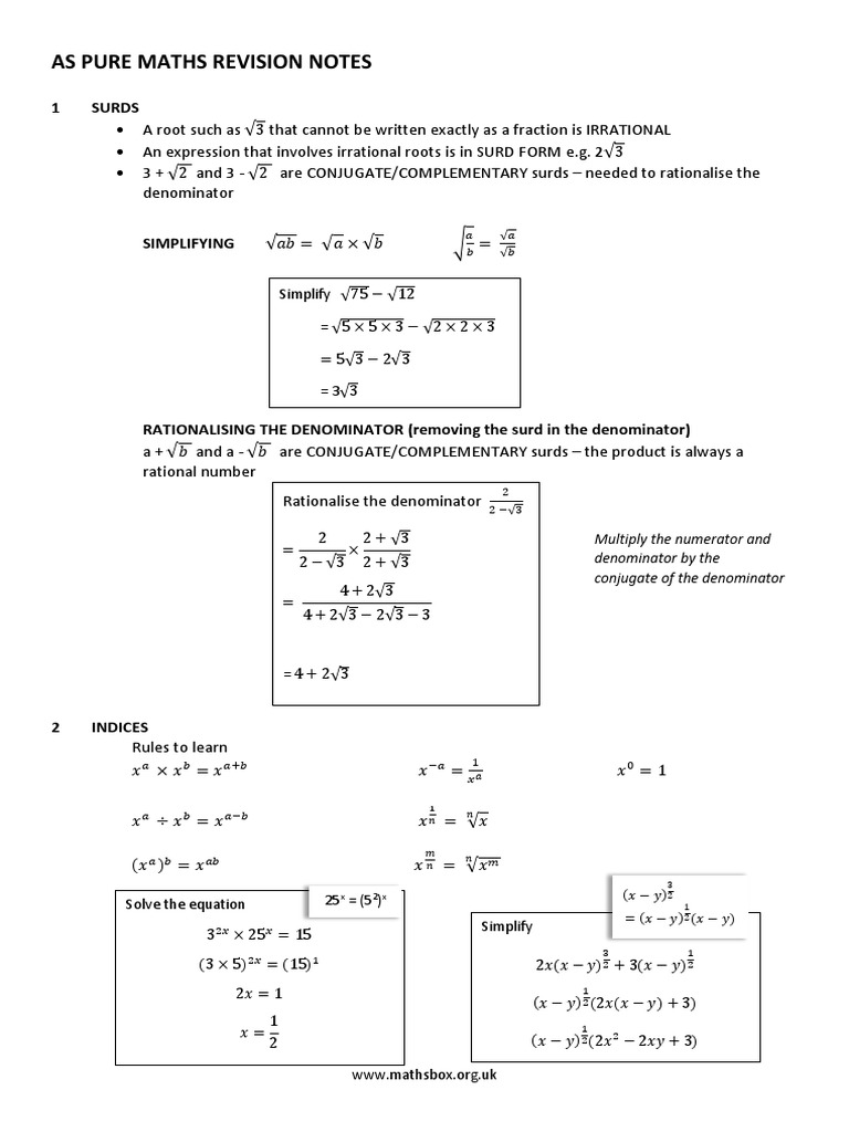 A Level Pure Maths Revision Notes | PDF | Trigonometric Functions ...