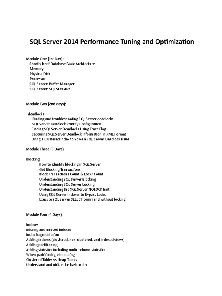 SQL Server 2014 Performance Tuning and Optimization: Module One (1st ...