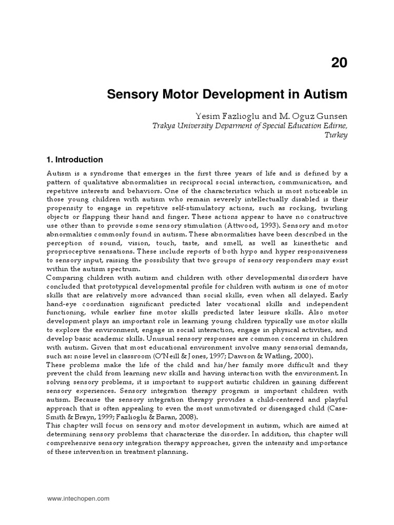 Sensory Motor Development in Autism | PDF | Somatosensory System ...