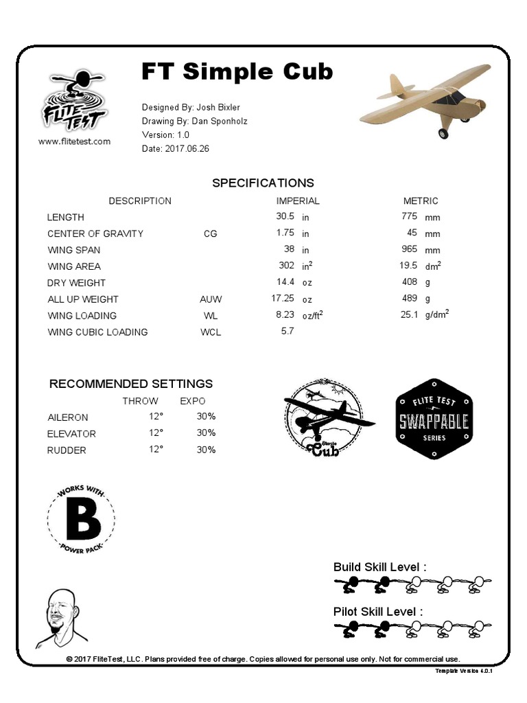 FT Simple Cub v1.0 Tiled A-Size | PDF | Vehicle Design | Aircraft ...