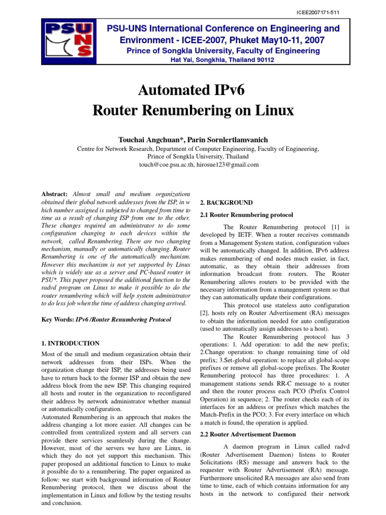 Automated Ipv6 Router Renumbering On Linux | Download Free PDF | I Pv6 ...