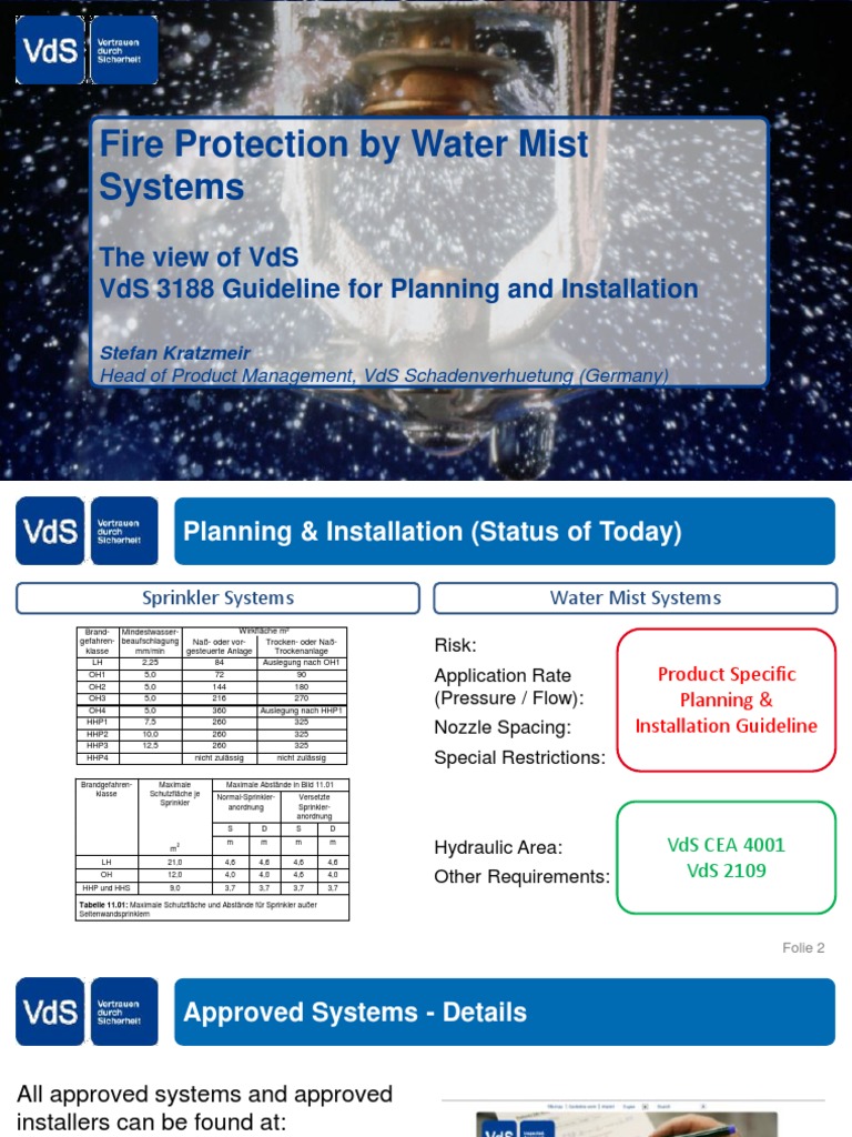 Fire Protection by Water Mist Systems: The View of Vds Vds 3188 ...