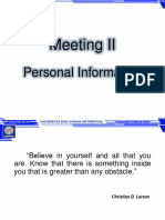 Meeting II: Personal Information