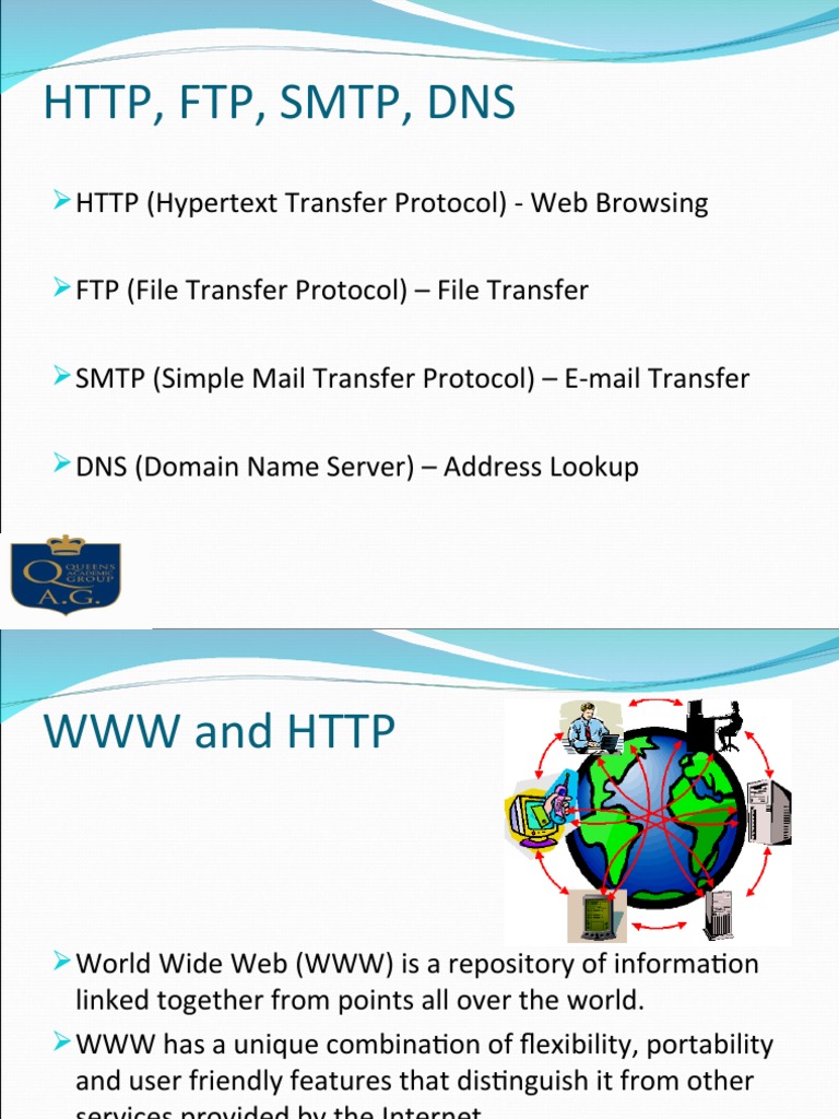 FTP (File Transfer Protocol) - File Transfer SMTP (Simple Mail Transfer ...