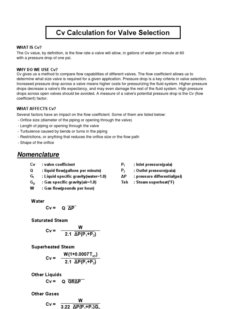 cv-calculation-for-valve-selection