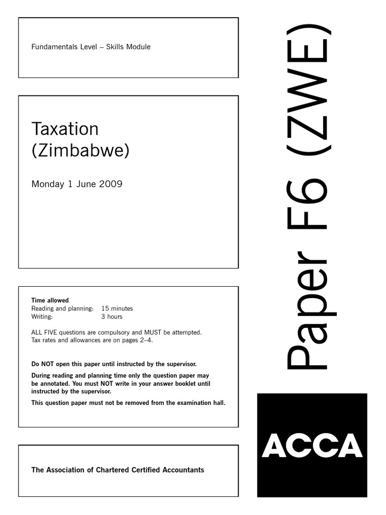 Taxation (Zimbabwe) Monday 1 June 2009 PDF Capital Gains Tax Taxes