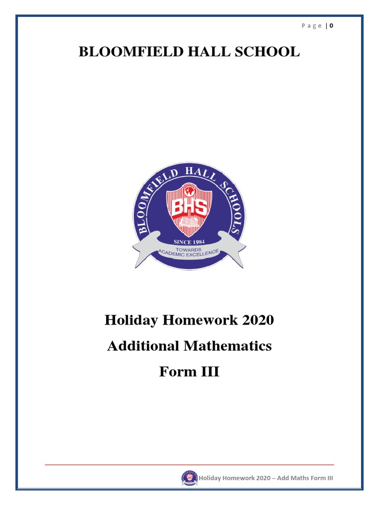 Form III Add Maths Homework | PDF | Factorization | Equations