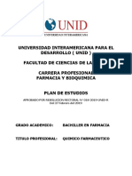 Plan de Estudios Farmacia y Bioquimica